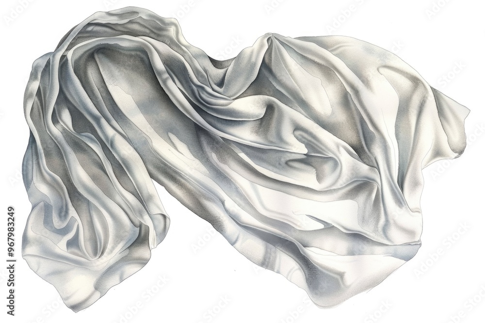 Poster a close-up shot of a textured gray and white scarf with subtle pattern