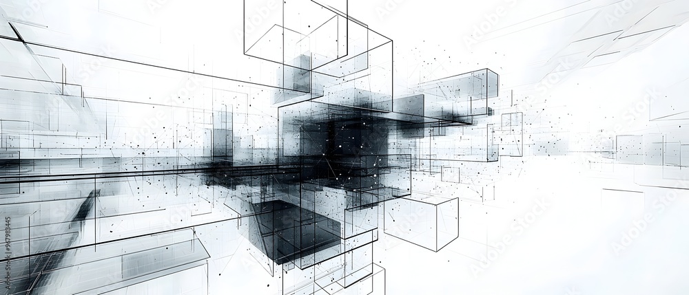 Poster abstract 3d wireframe structure of futuristic website layout digital design concept for web developm