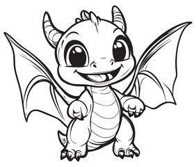 Cute vector illustration Dragon drawing for kids page