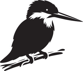 Beautiful kingfisher bird flying Silhouette vector illustration isolated on a white background