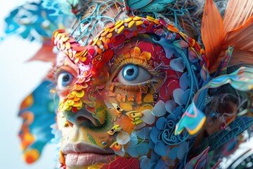 Fototapeta premium Vibrant metamorphosis of individuals adorned with vivid nature-inspired elements