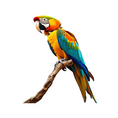Obraz premium Vibrant Blue and Gold Macaw Parrot Perched on a Branch