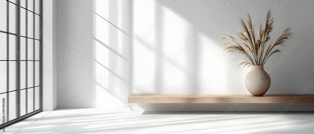 Poster clean and minimalist website design on a white background featuring a modern user interface and slee