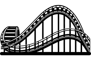 Roller Coaster Silhouette Vector, Rollercoaster Black flat icon
