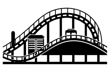 Roller Coaster Silhouette Vector, Rollercoaster Black flat icon
