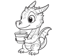 Cute vector illustration Dragon drawing for kids page