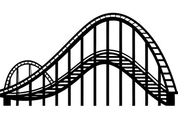 Roller Coaster Silhouette Vector, Rollercoaster Black flat icon
