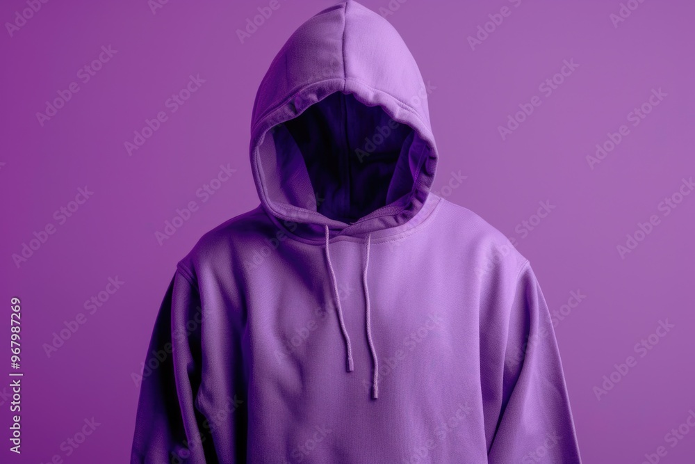 Poster a person wearing a purple hoodie against a purple background, ideal for use as a profile picture or 