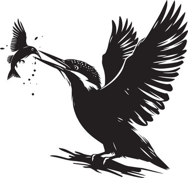 recommend clip art: Beautiful kingfisher bird flying Silhouette vector illustration isolated on a white background