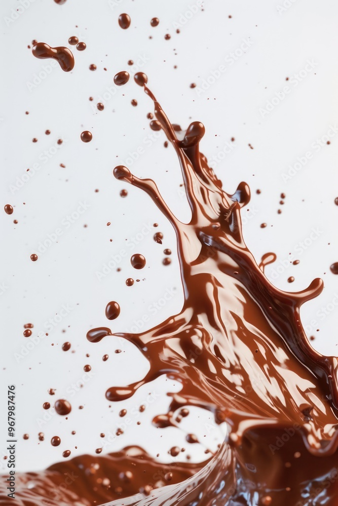 Aufkleber chocolate droplets falling in slow motion, creating a beautiful and appetizing display of rich, dark