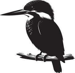 Beautiful kingfisher bird flying Silhouette vector illustration isolated on a white background