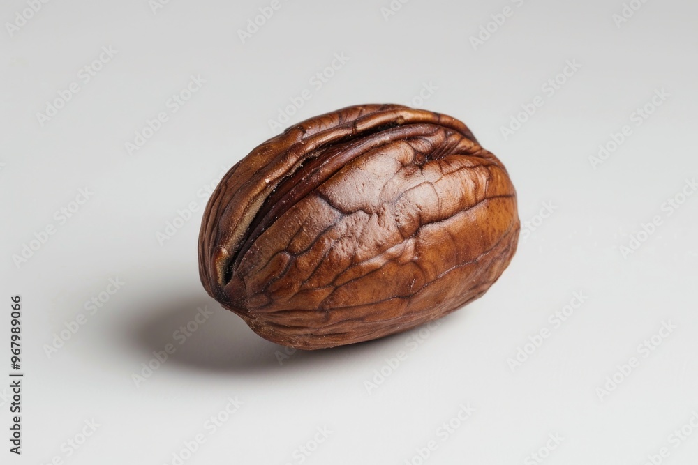 Aufkleber a single walnut shell lies on a white surface