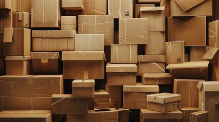 A pile of cardboard boxes, a common sight in many environments