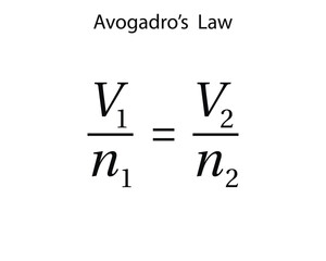 Avogadro's law on the white background. Education. Science. School. Formula. Vector illustration.
