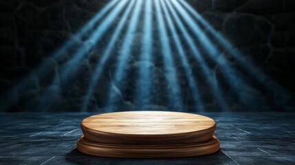Obraz premium A wooden podium with eerie music playing faintly in the background, as if from another time