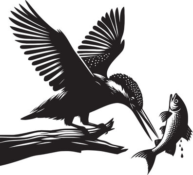 recommend clip art: Beautiful kingfisher bird flying Silhouette vector illustration isolated on a white background
