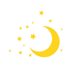 Gold moon and stars PNG | Yellow moon star flat icon