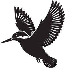 Beautiful kingfisher bird flying Silhouette vector illustration isolated on a white background