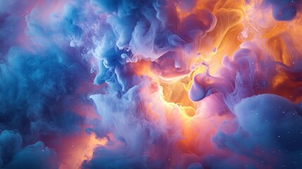 Abstract Nebula with Swirling Colors and Glowing Stars