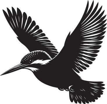 recommend clip art: Beautiful kingfisher bird flying Silhouette vector illustration isolated on a white background