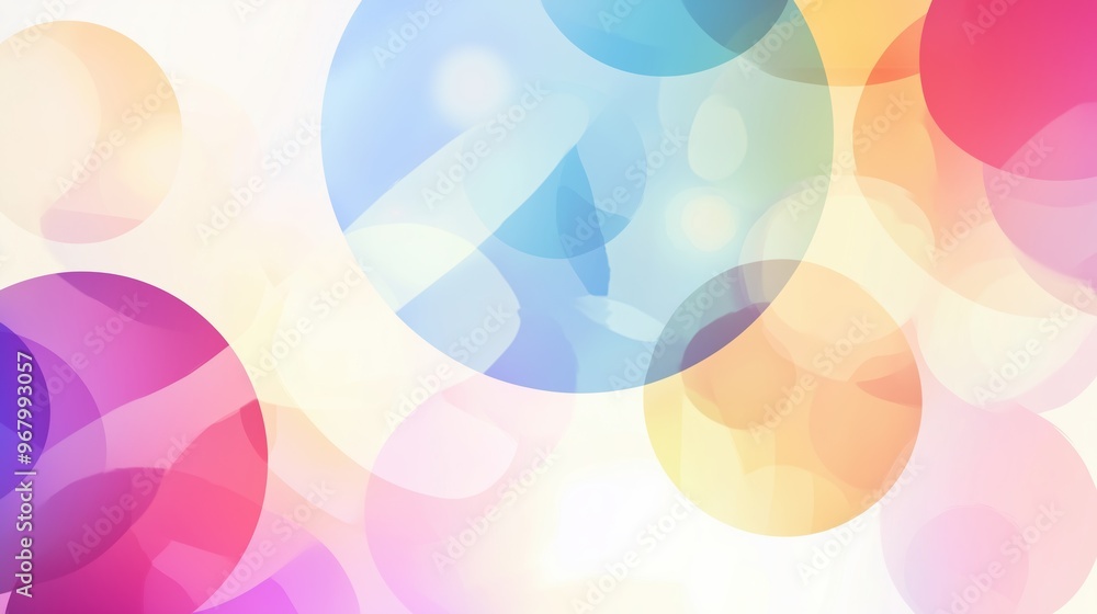 Poster A vibrant abstract background featuring colorful circles and soft shapes, forming a calming and modern composition in pastel tones. This elegant vector design creates a harmonious visual, making it pe