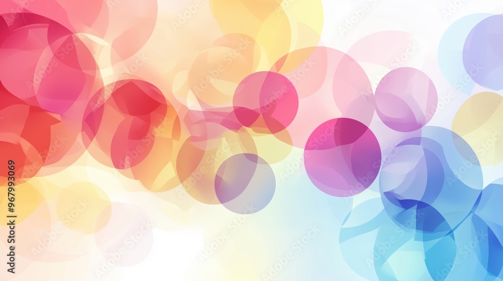 Poster A vibrant abstract background featuring colorful circles and soft shapes, forming a calming and modern composition in pastel tones. This elegant vector design creates a harmonious visual, making it pe