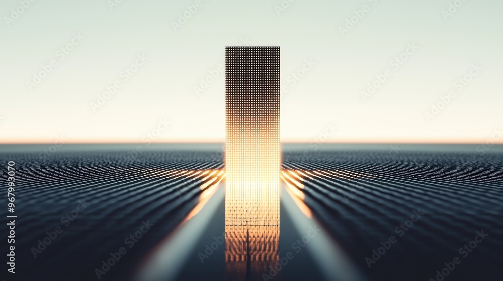Poster crystal clear progress bar: a glowing progress bar floating in mid-air, segmented into clear stages 
