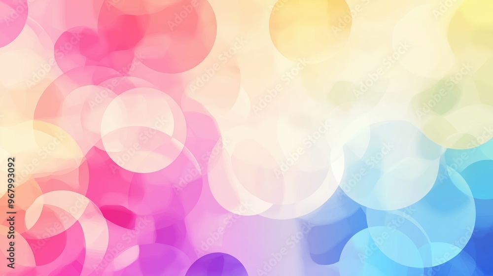 Poster A vibrant abstract background featuring colorful circles and soft shapes, forming a calming and modern composition in pastel tones. This elegant vector design creates a harmonious visual, making it pe