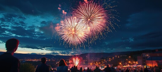 Fireworks Celebration Lighting Up the Night Sky at a Local Book Fair Gathering