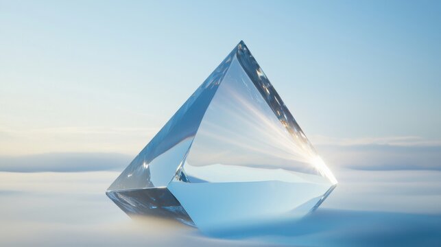 Crystal-Clear Objectives: A large crystal prism with rays of light focusing through it, symbolizing clarity