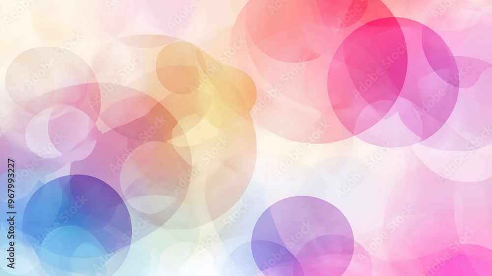 Poster A vibrant abstract background featuring colorful circles and soft shapes, forming a calming and modern composition in pastel tones. This elegant vector design creates a harmonious visual, making it pe