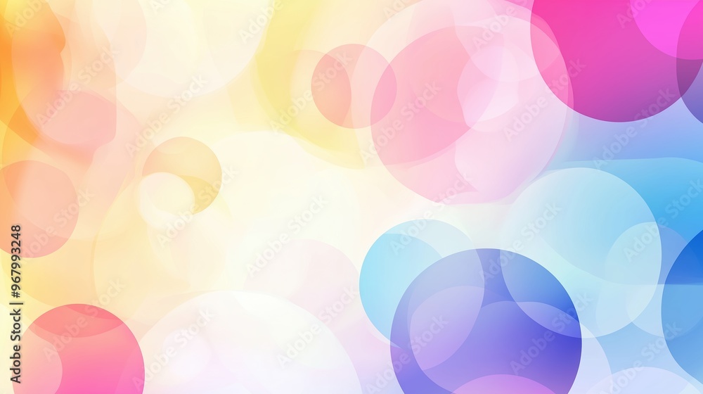 Poster A vibrant abstract background featuring colorful circles and soft shapes, forming a calming and modern composition in pastel tones. This elegant vector design creates a harmonious visual, making it pe