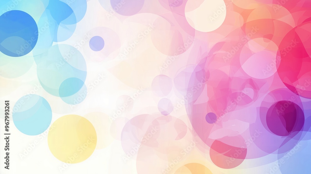 Poster A vibrant abstract background featuring colorful circles and soft shapes, forming a calming and modern composition in pastel tones. This elegant vector design creates a harmonious visual, making it pe