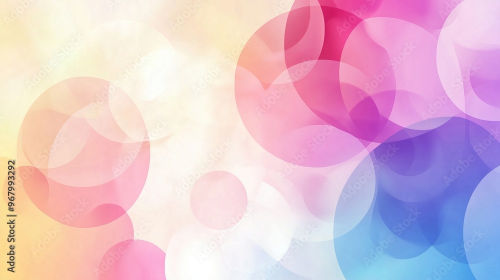 Poster A vibrant abstract background featuring colorful circles and soft shapes, forming a calming and modern composition in pastel tones. This elegant vector design creates a harmonious visual, making it pe