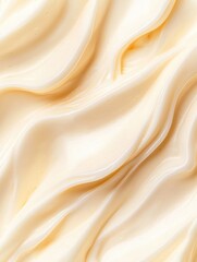 Smooth yellowish-white frosting on a slice of vanilla ice cream.