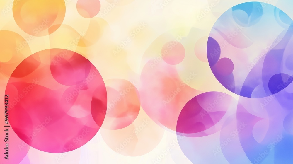 Poster A vibrant abstract background featuring colorful circles and soft shapes, forming a calming and modern composition in pastel tones. This elegant vector design creates a harmonious visual, making it pe
