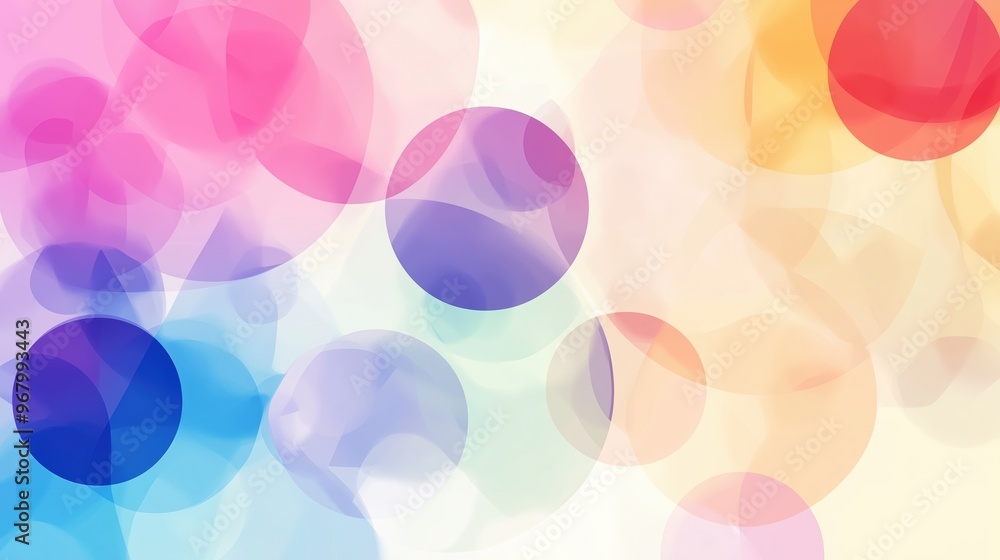 Poster A vibrant abstract background featuring colorful circles and soft shapes, forming a calming and modern composition in pastel tones. This elegant vector design creates a harmonious visual, making it pe