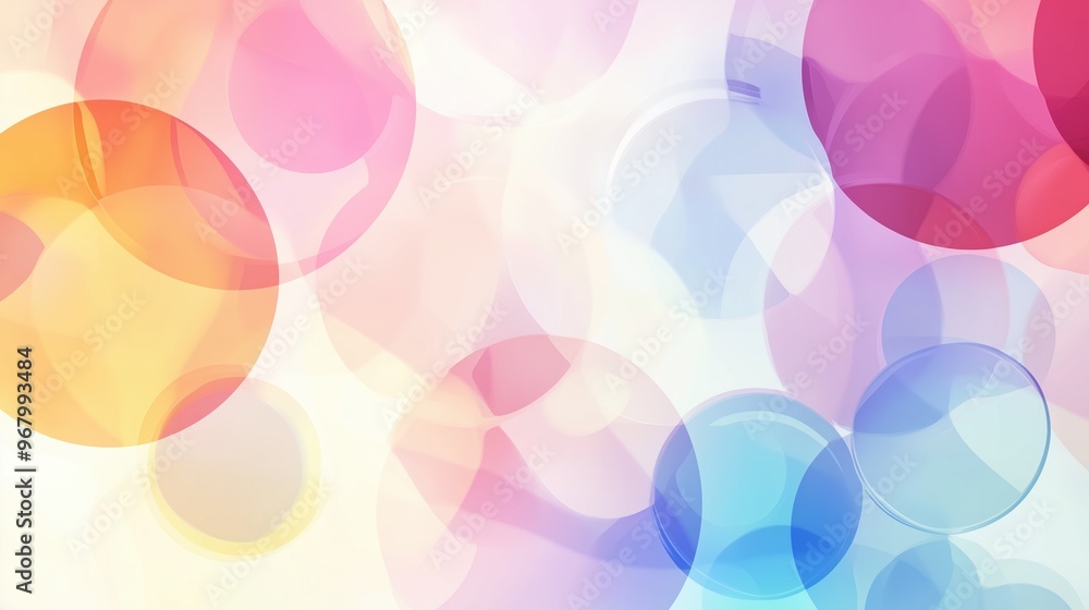 Poster A vibrant abstract background featuring colorful circles and soft shapes, forming a calming and modern composition in pastel tones. This elegant vector design creates a harmonious visual, making it pe