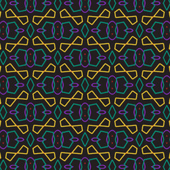 Fototapeta premium Flowers Pattern, Ornamental Wallpaper, Embroidery, Fantasy Home Decoration, Bohemian Style Ornaments, Botanical Illustrations, Woodcraft, Interior and Exterior Surface, Natural Curtain