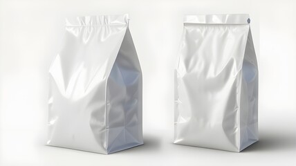 A white plastic bag with a white label