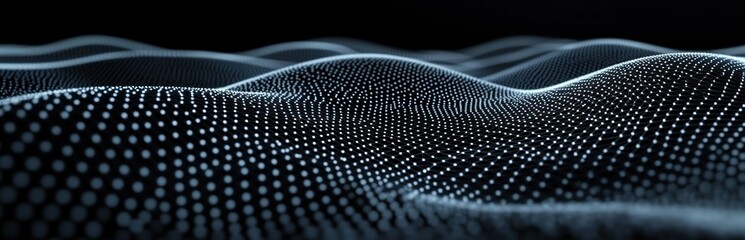 Abstract Wavy Grid Pattern with Glowing Points