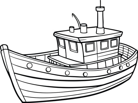 recommend clip art: old boat line art vector illustration