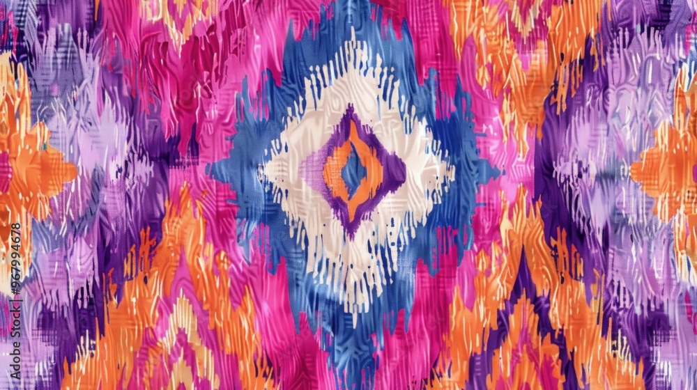Poster this image depicts a vivid, multicolored navajo print pattern. it's a dynamic and eye-catching repre