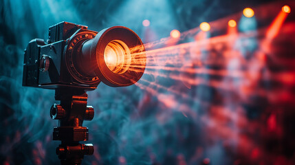 Projetor de feixes de luz em direção à câmera