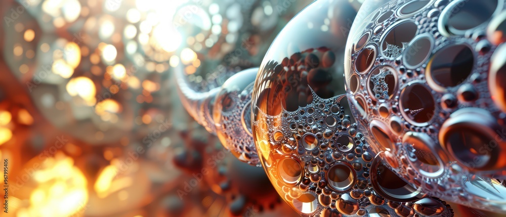 Poster abstract close-up of colorful bubbles and patterns, creating a mesmerizing visual depth and texture 