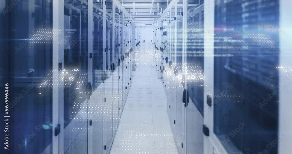Aufkleber animation of digital data processing over computer servers