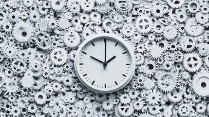 Fototapeta premium Efficient Resource Management: A clock made of gears, each gear representing different resources, turning efficiently in perfect harmony, symbolizing effective resource management