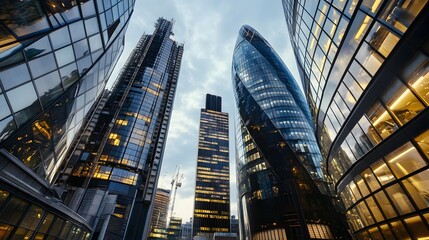 Fototapeta premium Modern Skyscrapers in London's Financial District