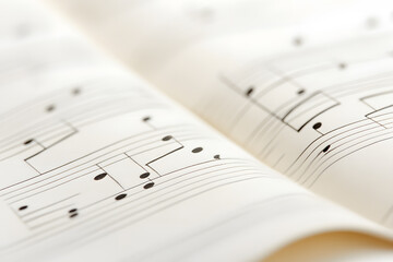 Fototapeta premium Macro Shot of Wavy Music Sheet with Notes | Close-Up View of Musical Composition and Sheet Music Art