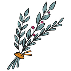 Hand drawn PNG doodle of decorative floral elements for stickers, prints, cards, posters, planners, socila media, etc. 